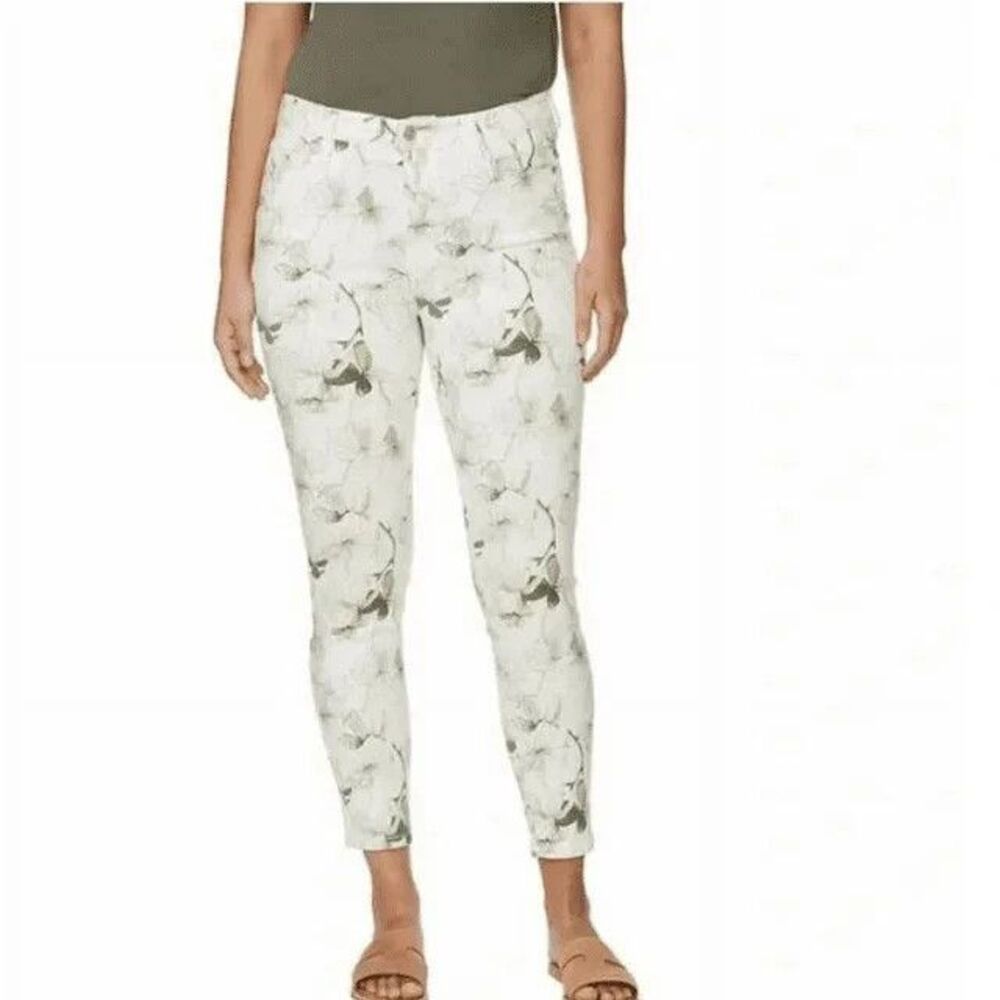Buffalo Havana Soft Stretch Ankle Skinny Jeans Women 4 27 White Green Floral NEW